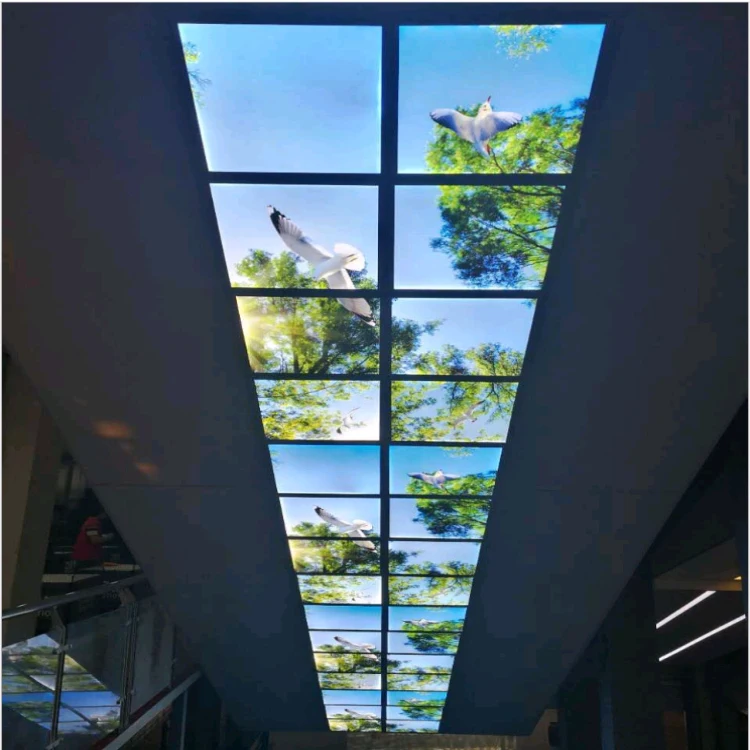 Leaf Tree Vision Ceiling Lamp Blue Sky Version Splendid Edge-lit Flat Dimming Panel Lights PMMA LGP Recessed Lights