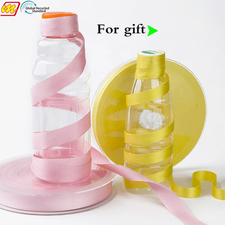 Eco friendly R-PET ribbon manufacturer GRS certificate recycle polyester rpet webbing for lanyard bag bel pet collar