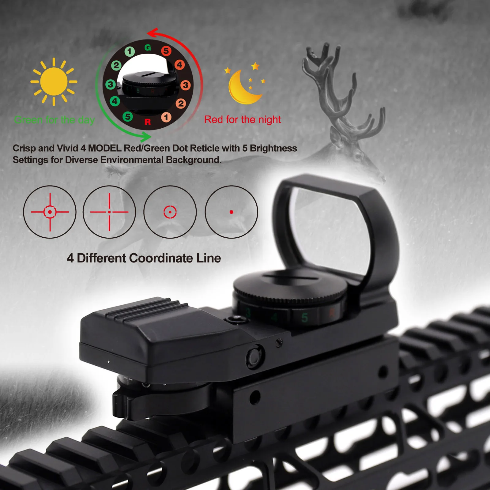 
Aplus optic rifle Holographic Reflex Red Green Dot Sight Scope with 4 Type Reticle For 20mm Rails 