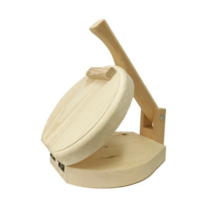 Custom Mexican Hard Wood Tortilla Dough Press Small Round Durable Wooden Chapati Maker