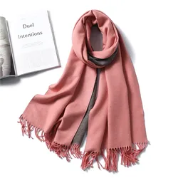 Factory wholesale 2023 High quality Thick Warm plain solid color cashmere feel acrylic scarf reversible pashmina scarf pashmina