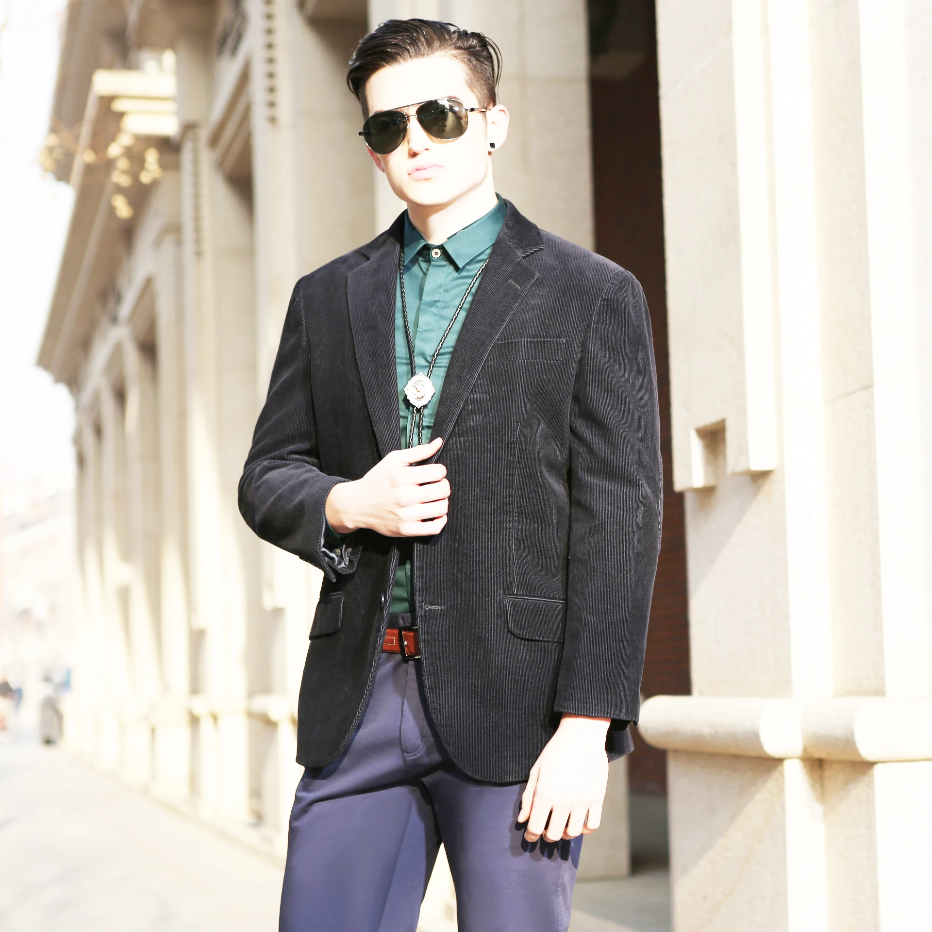 Manufacturer custom made cotton corduroy fabric casual men suit jacket single breasted blazer