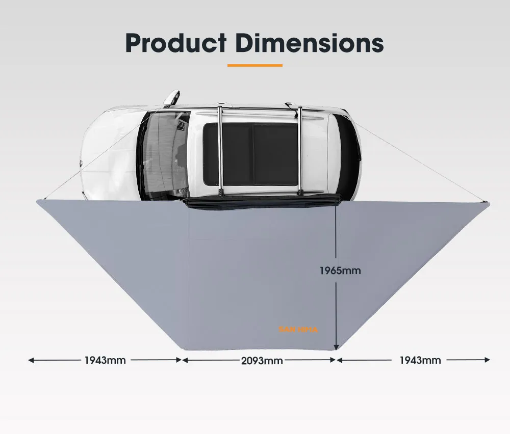 SAN HIMA 4x4 180 Degree Car Side Awning Freestanding Batwing Waterproof Free-standing Awning