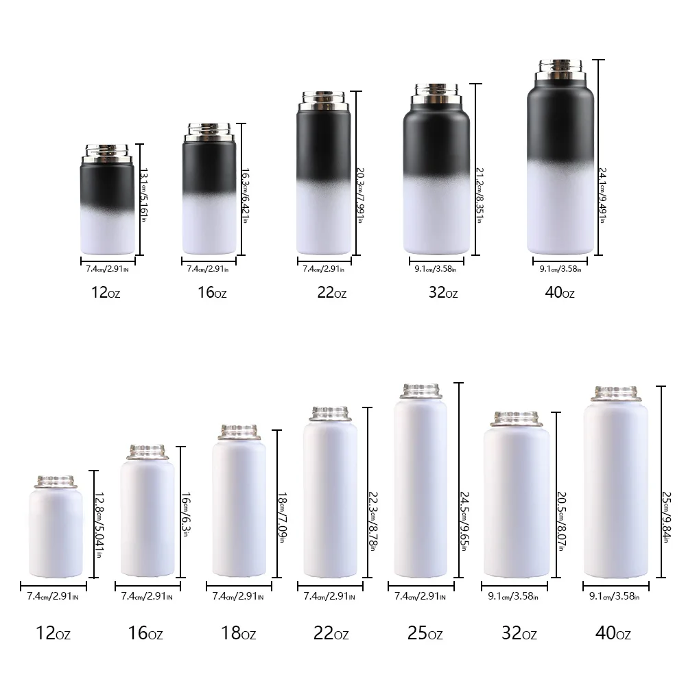 Wholesale sublimation double wall sports bottle stainless steel tumbler 18oz 22oz 32 oz 40 oz sublimation water bottle
