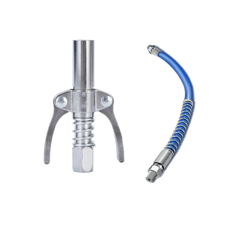Wholesale high-pressure double handle Self-locking clamp type steel oil nozzle coupler with hose forgrease gun