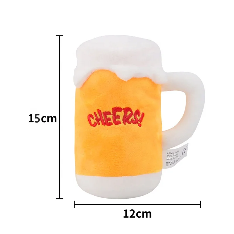 Simulated Plush Stuffed Pet Dog Toy Beer Mug Beer Bottle Squeaky Pet Plush Toys