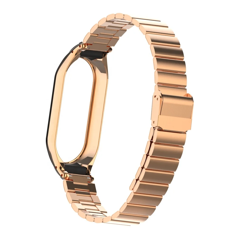 ODM HOLDMI metal band strap 80106 series rose gold bamboo buckle solid ss miband 8 united one piece watch bracelet for mi band 8