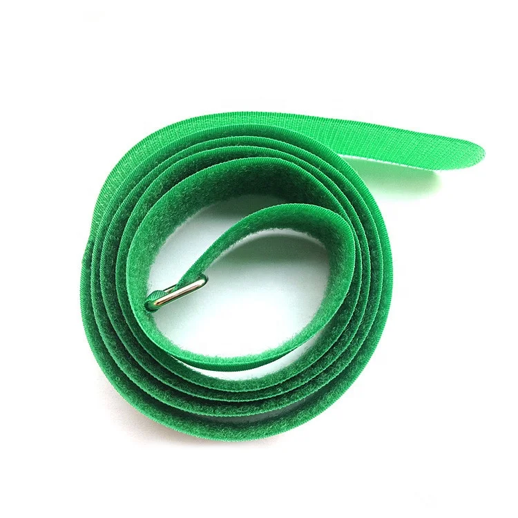 Double Sided Custom Size Print logo Heavy Duty  Wrap Self Locking Adjustable Iron Buckle Nylon Hook and Loop Fastener Tape Strap
