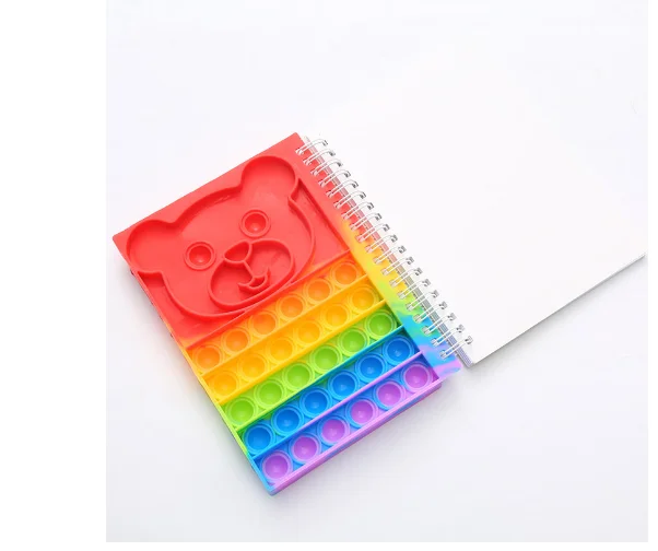 Silicone Pop  push bubble  popit  Notebook Relieve Fidget Notebooks Softcover Spiral Push Toys Memo Pad Finger A5