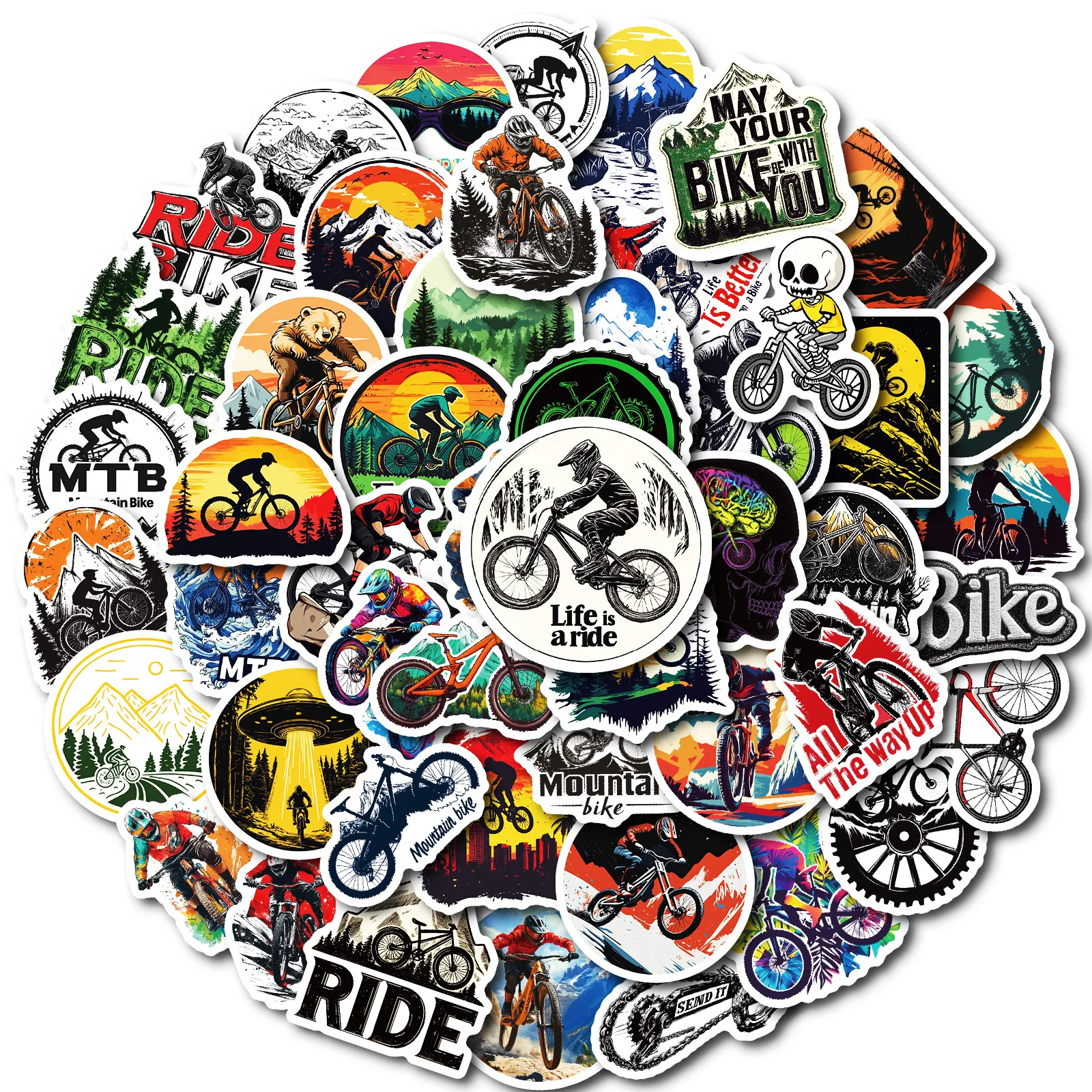 50Pcs Personalized Outdoor Cycling Graffiti Stickers For Bicycle Decor Mountain Bike Rider Gift Sticker