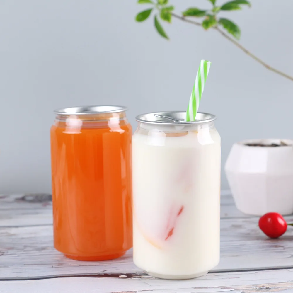 XYA Customized PET Beverage Slim Cans 200ml 300ml 330ml 360ml Easy Open Plastic Cups with Aluminium Lid