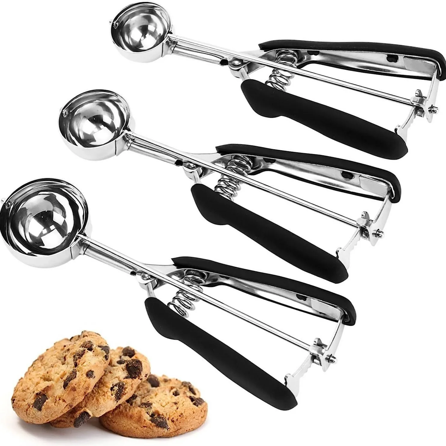 Wholesale Ice Cream Scoop Cookie Scoops for Baking Stainless Steel Cookie Scooper  Ice Cream Scooper with  with Non-slip Grip