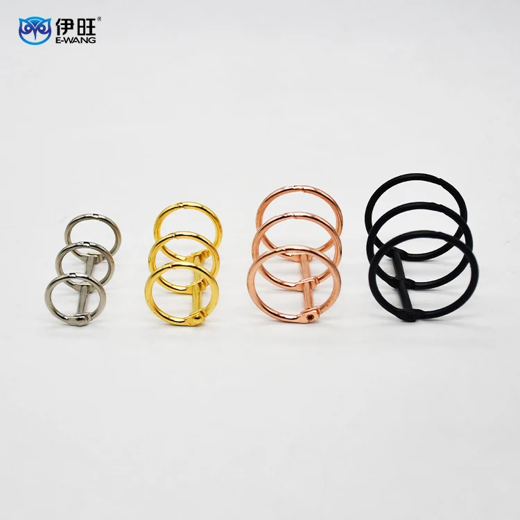 Wholesale 1 Inch Diy Spine Custom Book Binding Folder Gold Desk Calendar Three Hole Notebook Clip Metal Leaf Loose 3 Binder Ring