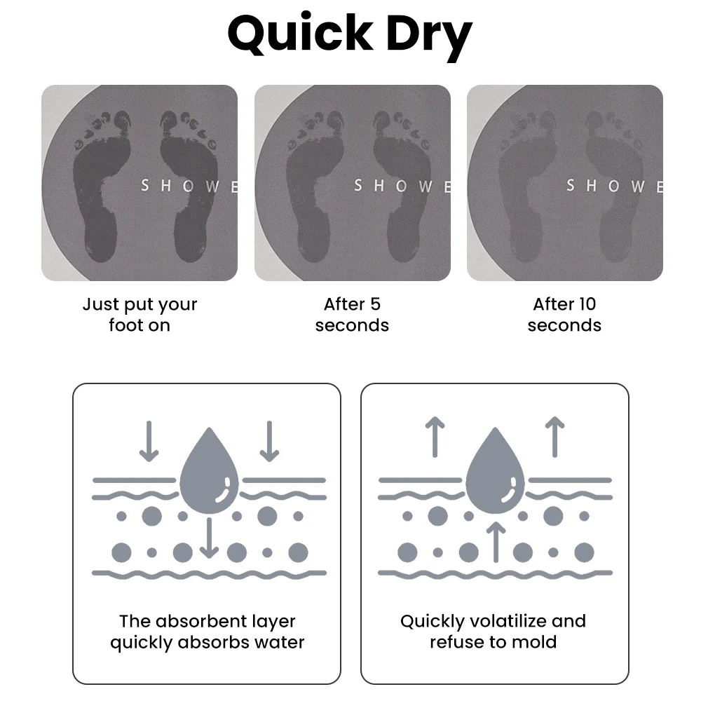 Low Price Wholesale  Fast Water Drying quick dry diatomite shower mat water absorbing bathroom floor mat diatomite bath mats