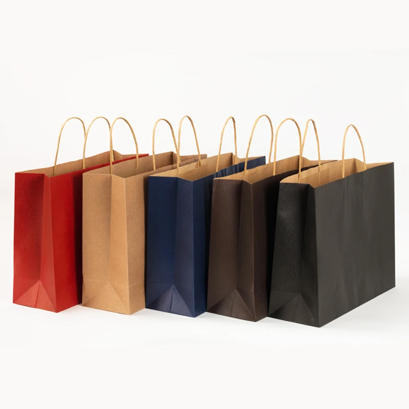 Customize eco-friendly recyclable kraft paper bag packaging shopping with handle