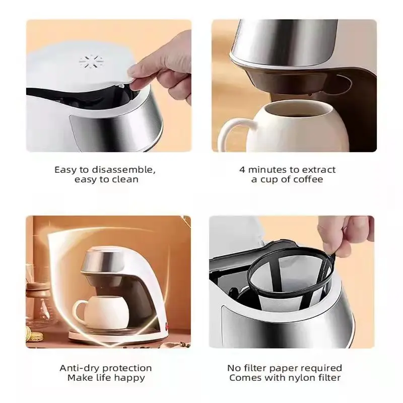 2021 Best-Sellings Coffee Machine White 450w 220V 110V household office Cafe Drip Coffee Machine