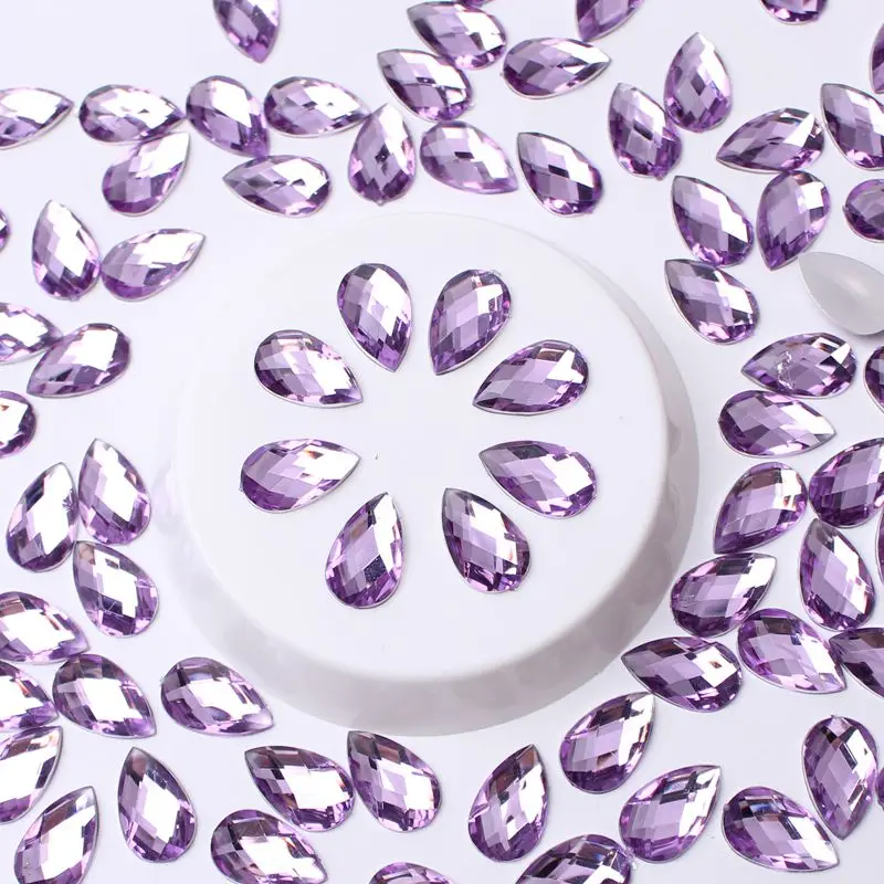 Earth Acrylic Rhinestones Water Droplet 8 x13mm 2000Pcs Color Flat Back DIY Decoration Nail Art Eyebrow Center Decoration