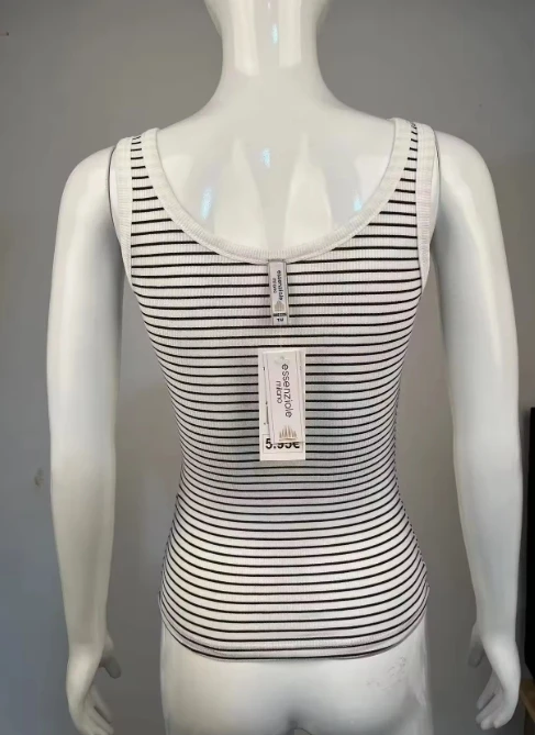 Slim Fit Rib Knit Striped Tank Top Wholesale Sleeveless Vest by OEM Custom Cheap Tank Top