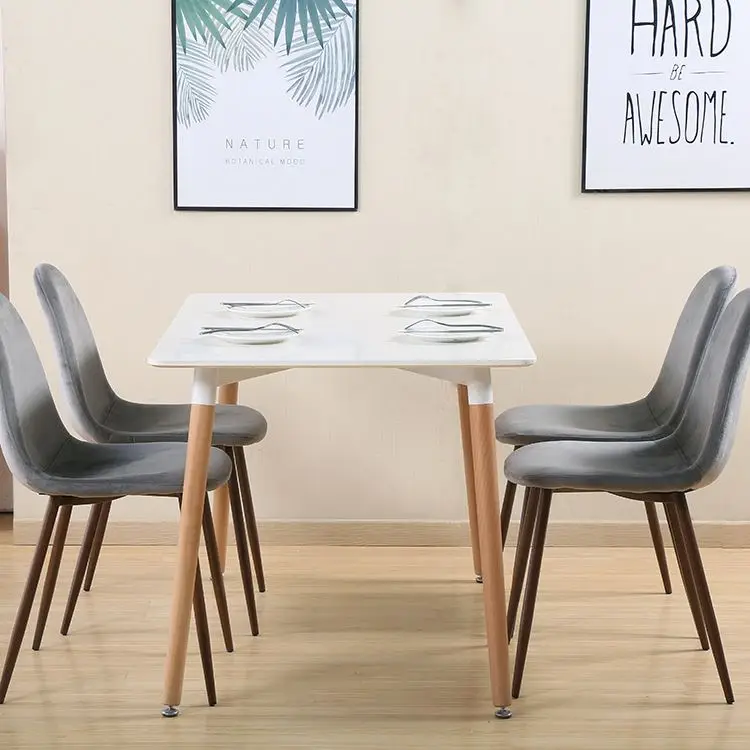 Factory Wholesale Modern Design Wooden Dining Table Set With Rectangle Top For