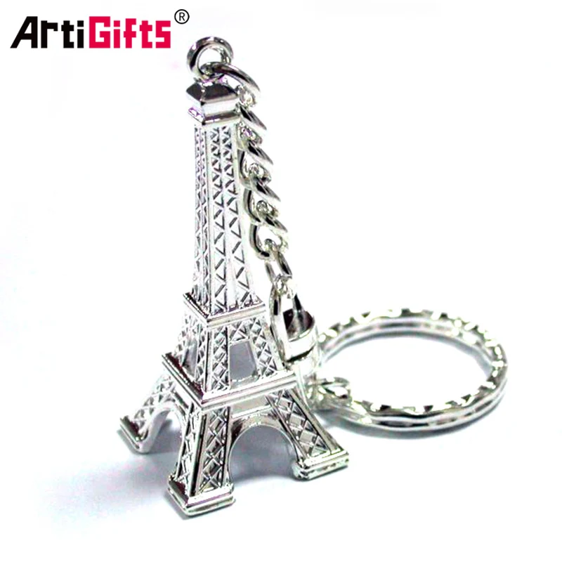 China Artigifts Souvenir Key Ring Customized Logo Keyring Tourist Glitter Eiffel Tower Key Chain Keychain Car Key Chains Metal