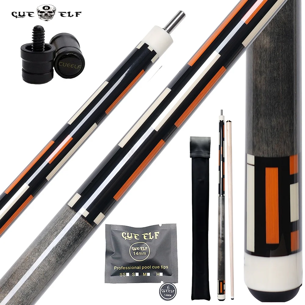 CUEELF Smooth Hard Maple Shaft Creative Carom Pool Cue Sticks High Grade Sticker Pool Cue 12mm Tip Size