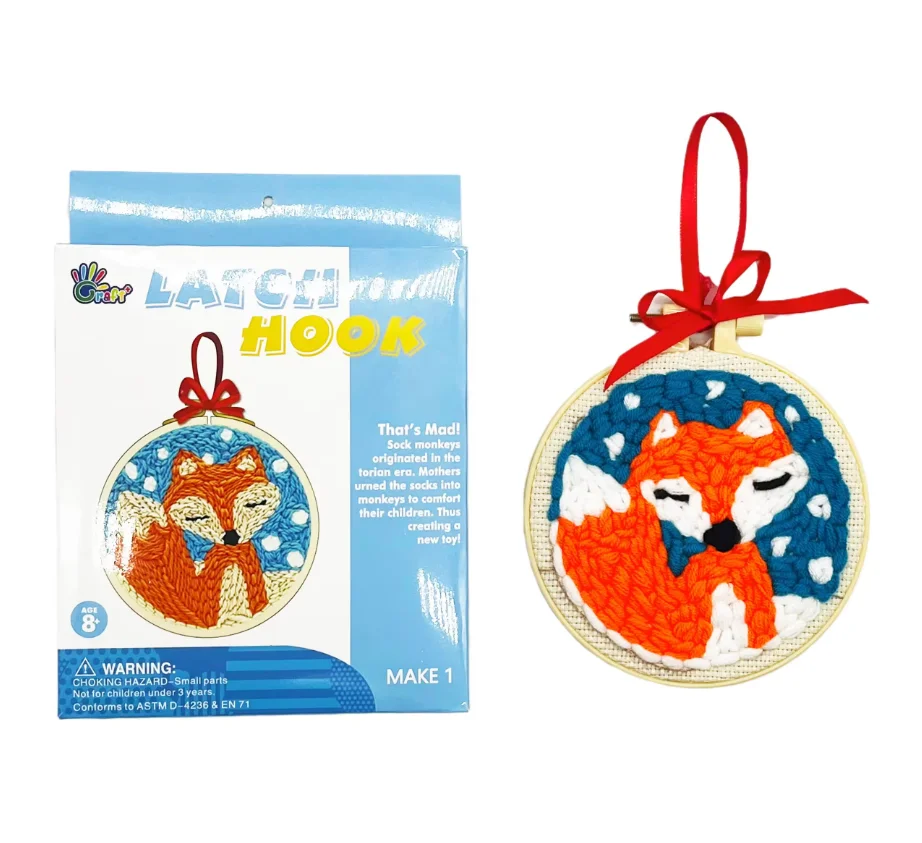 New Product Ideas 2024 DIY Different Patterns Easy Making Animal Latch Hook Easter Craft Box Craft Kit Bear For Kids