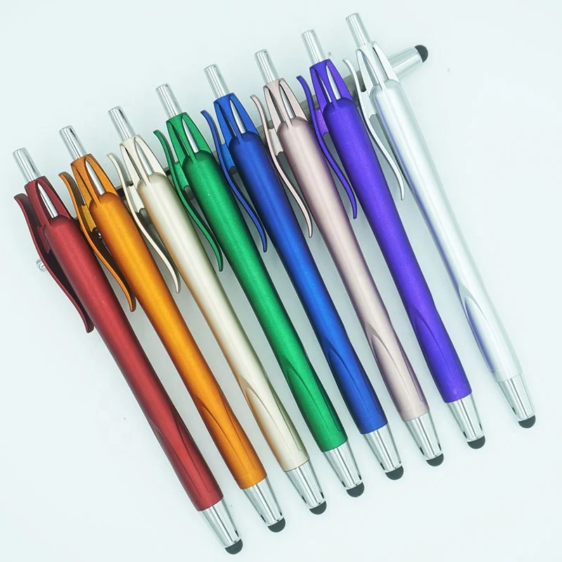 New Design Metallic Colored Painted Barrel And Clip With Soft Touch Stylus On The Tip Pen Ballpen Sets