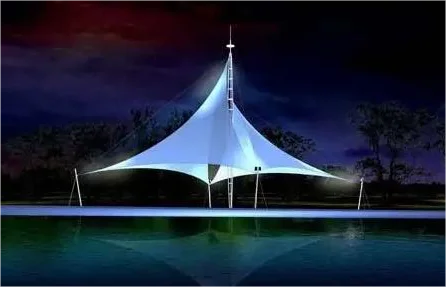 New design GB Q235 steel frame covering tensile PVDF membrane structure fabric roof