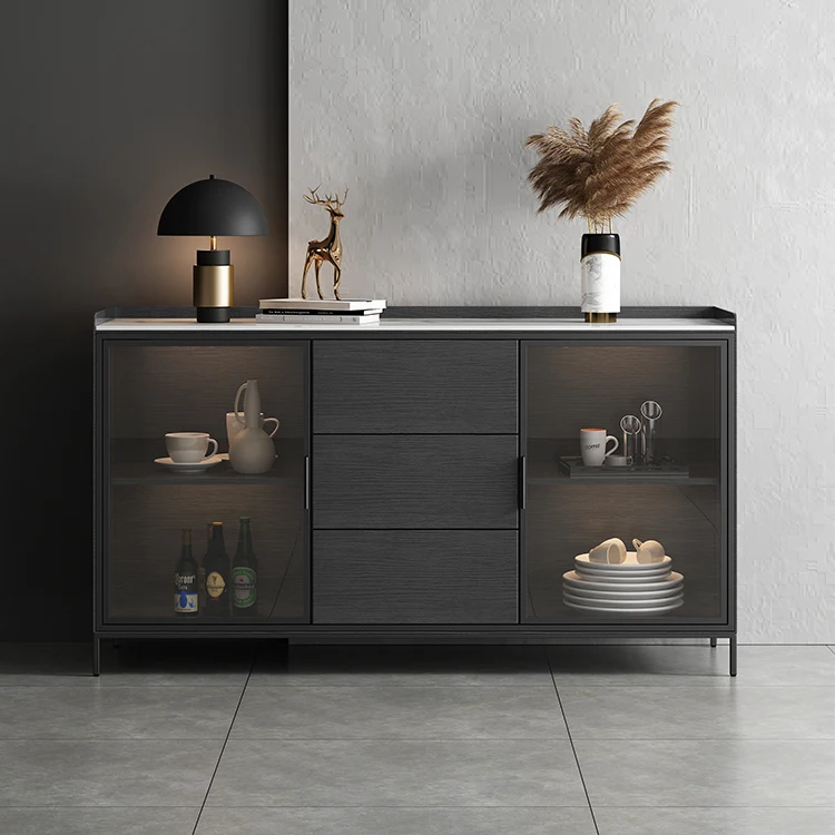 Rock Board Multi Function Storage Dining Room Buffet Luxury Art Deco Sideboard Cabinet