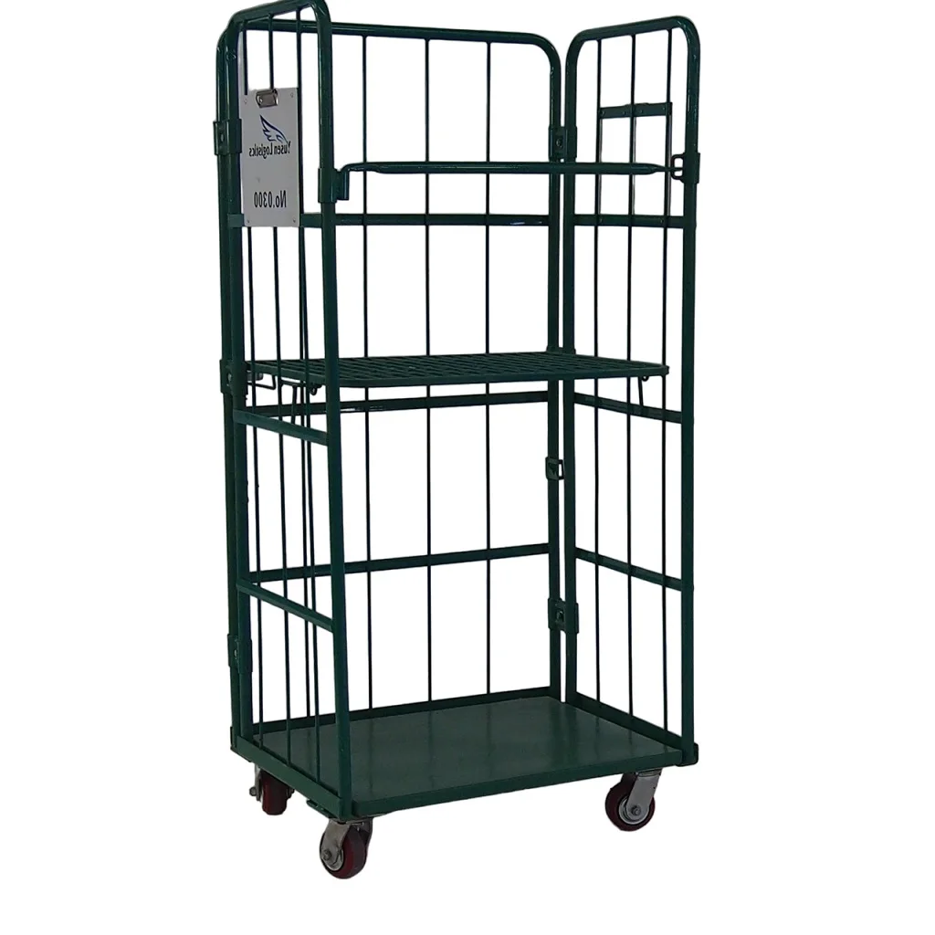 BHK78 Industrial Heavy Duty Warehouse Storage Pallet Rack Shelf Rolling Cage Trolley