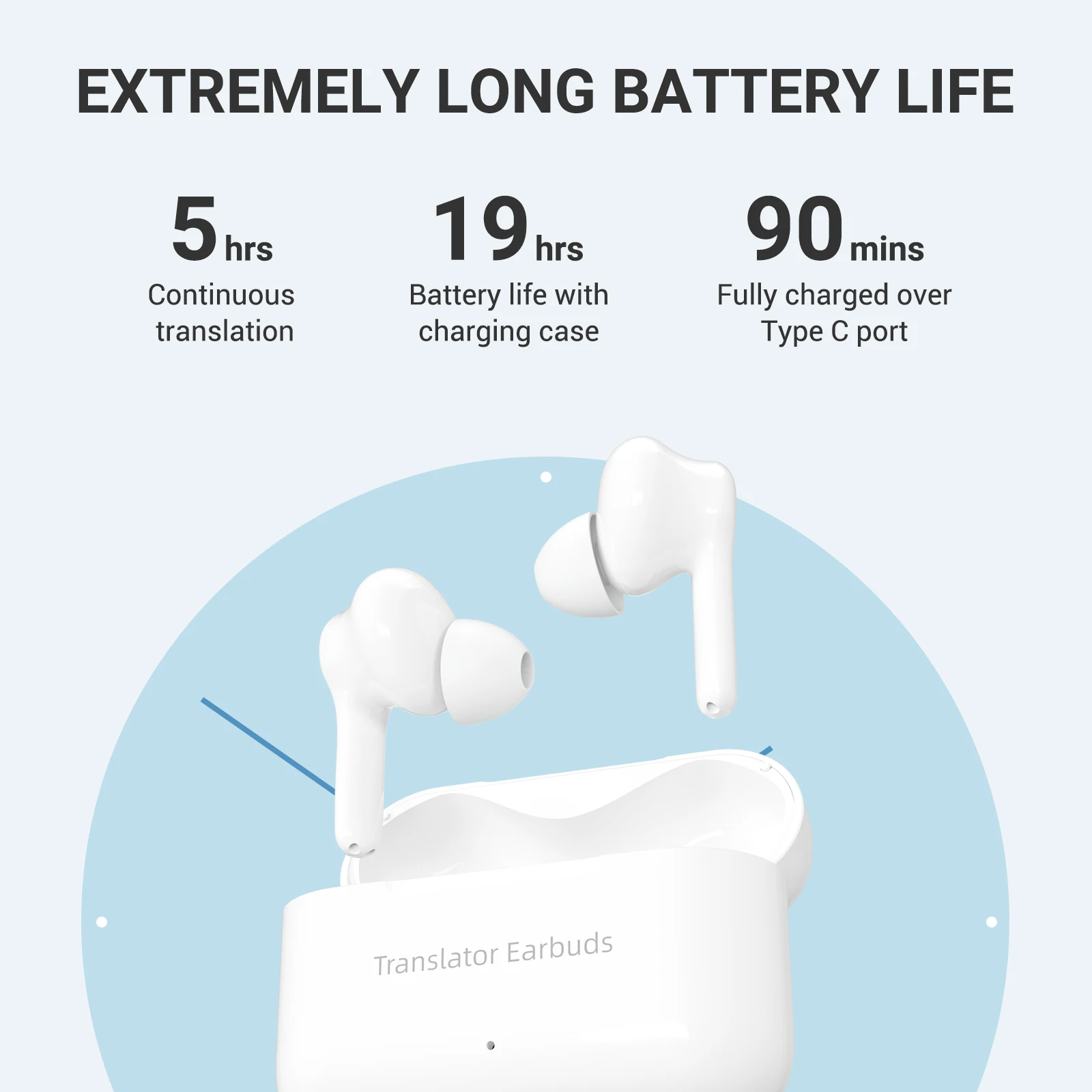 Wooask M6 Smart Translator Earbuds 144 Languages Voice Portable Wireless Headset Translation Device Real Time Translator