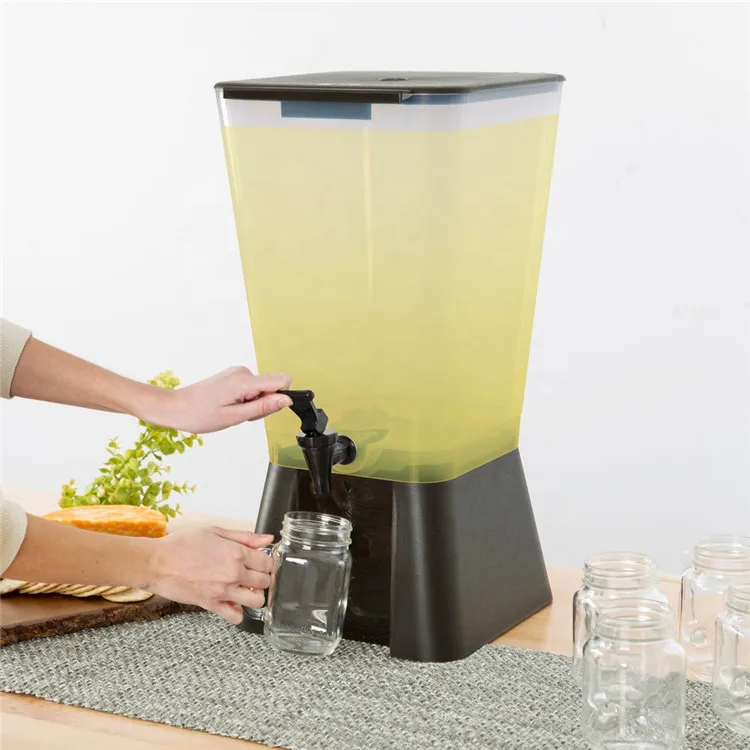 19L Juice Drink Plastic Cold Beverage Dispenser Plastic Square Restaurant Cold Beverage Dispenser