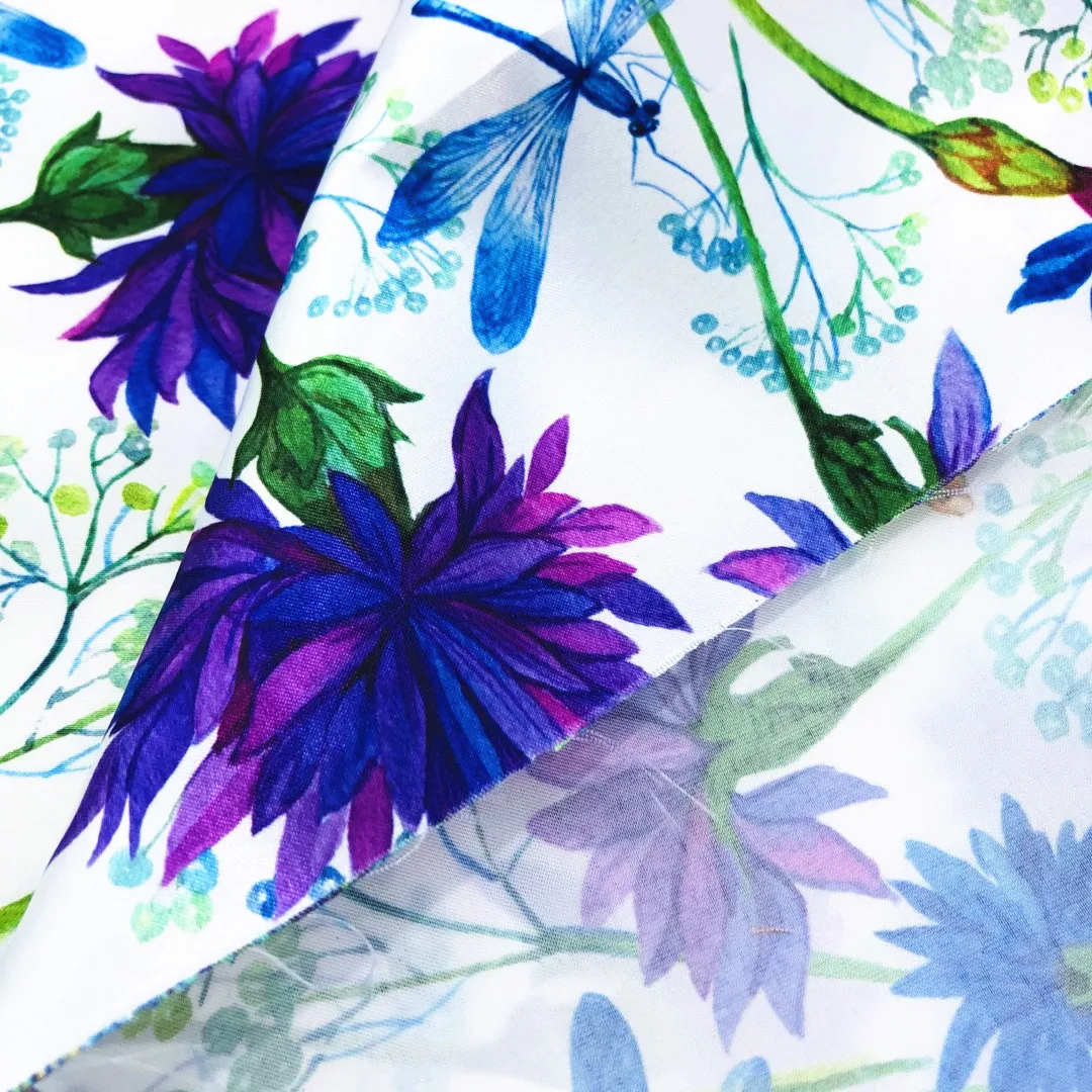 High Quality Customized Fashion Printed Shiny Satin Dress Shirt Blouse 100%Polyester Fabric