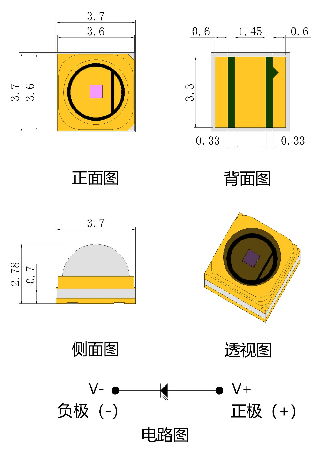 led factory custom 60deg Glass lens 3939 size SMD Epileds 56mil chip 5W UV 365NM 370NM LED diode