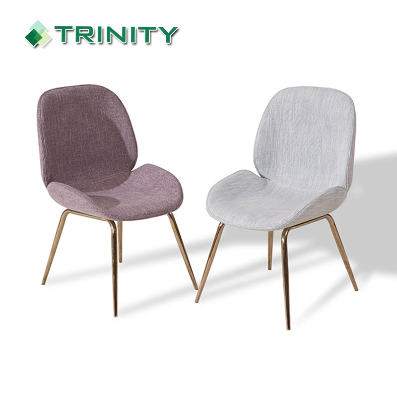 Modern fabric upholstered hotel restaurant dining chairs with stainless steel legs
