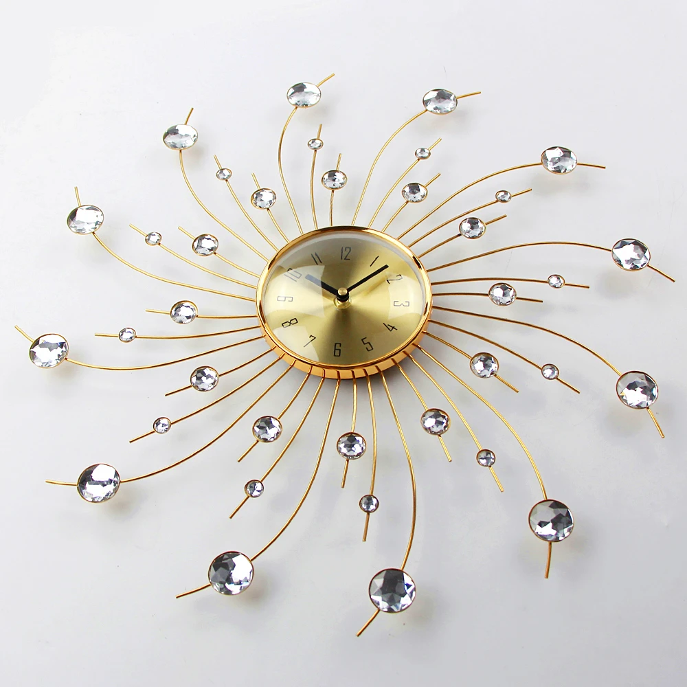 big metal craft modern Wall Clocks home Decoration luxury decorative wall clock 50cm metal Crystal clock wall design retro art