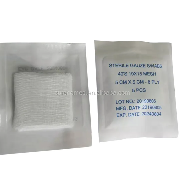 100% cotton sterile surgical absorbent 2x2 gauze swab