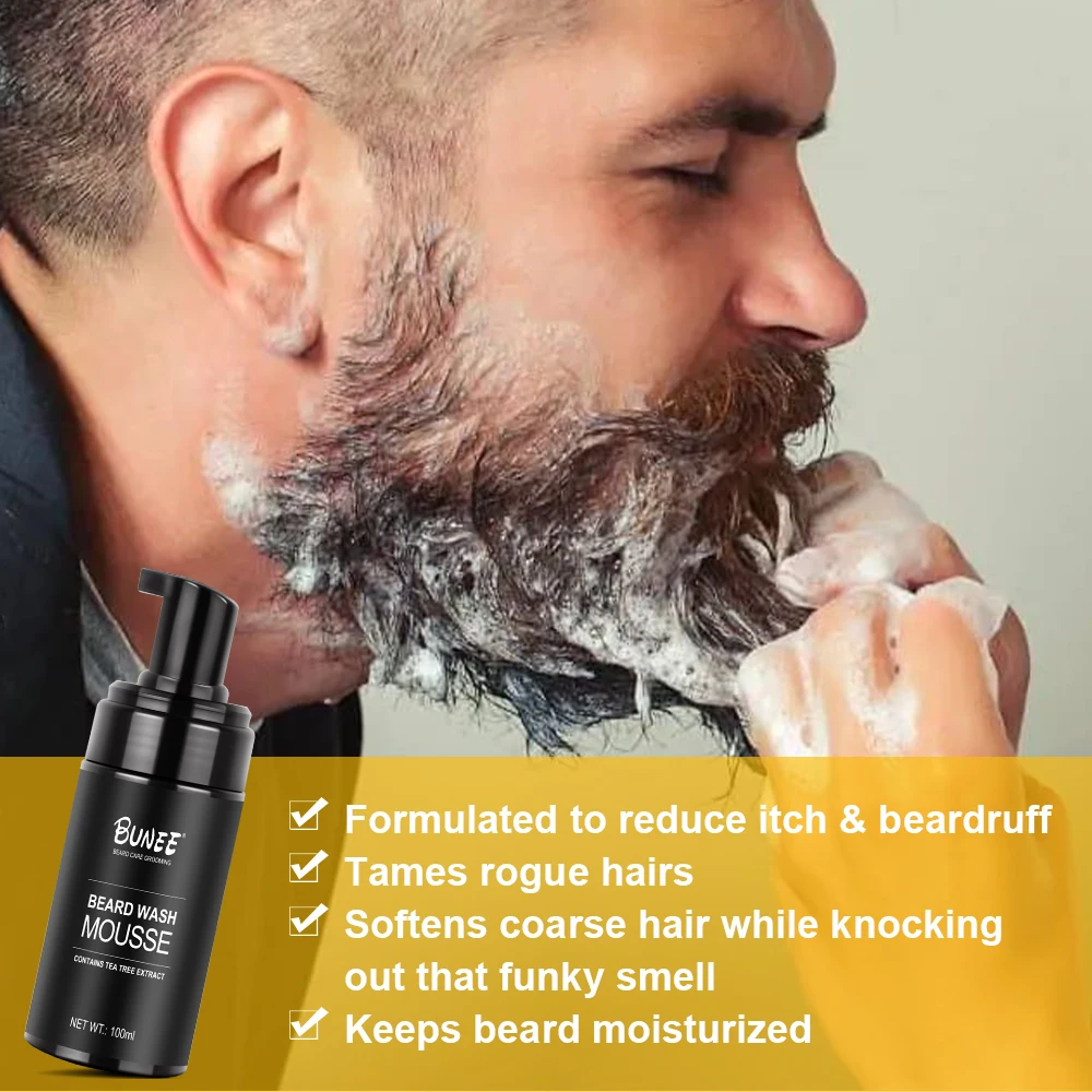 BUNEE Barber men grooming Citrus Mint Cooling face beard wash shampoo foam for private brand