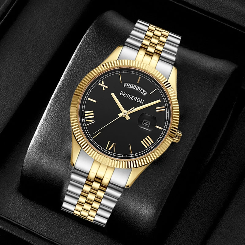 China Manufacturer New Wristwatches with Weekly Date Custom Logo Sapphire Glass 5 ATM Waterproof Japan Movement Quartz Watch