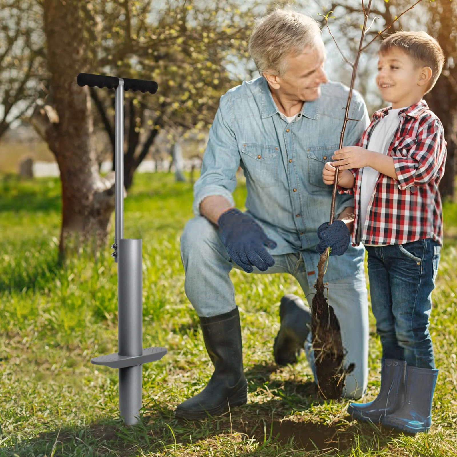 Tulip Pro Lawn Sod Bulb Planting Handle Flower Planter Grass Plugger Tool Garden Weasel Hole Digger Proplugger For Plants