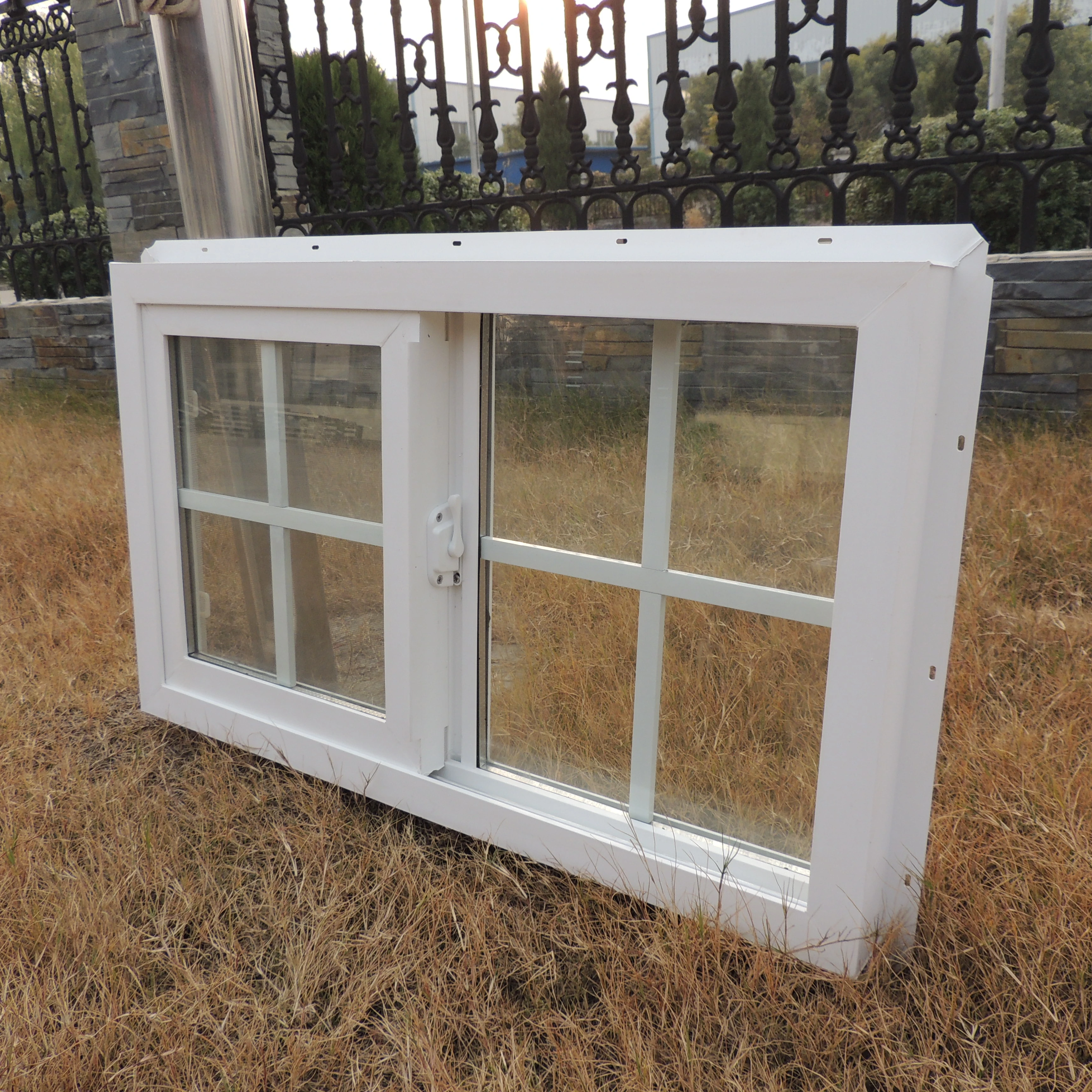 PVC Sliding Window For Home UPVC Sliding Window With Screen Nets design Grids OEM Factory