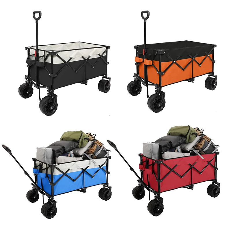 Portable Luggage Outdoor Picnic Beach Camping Wagon Trolley Garden Trail Foldable Collapsible Folding Utility Camping Cart