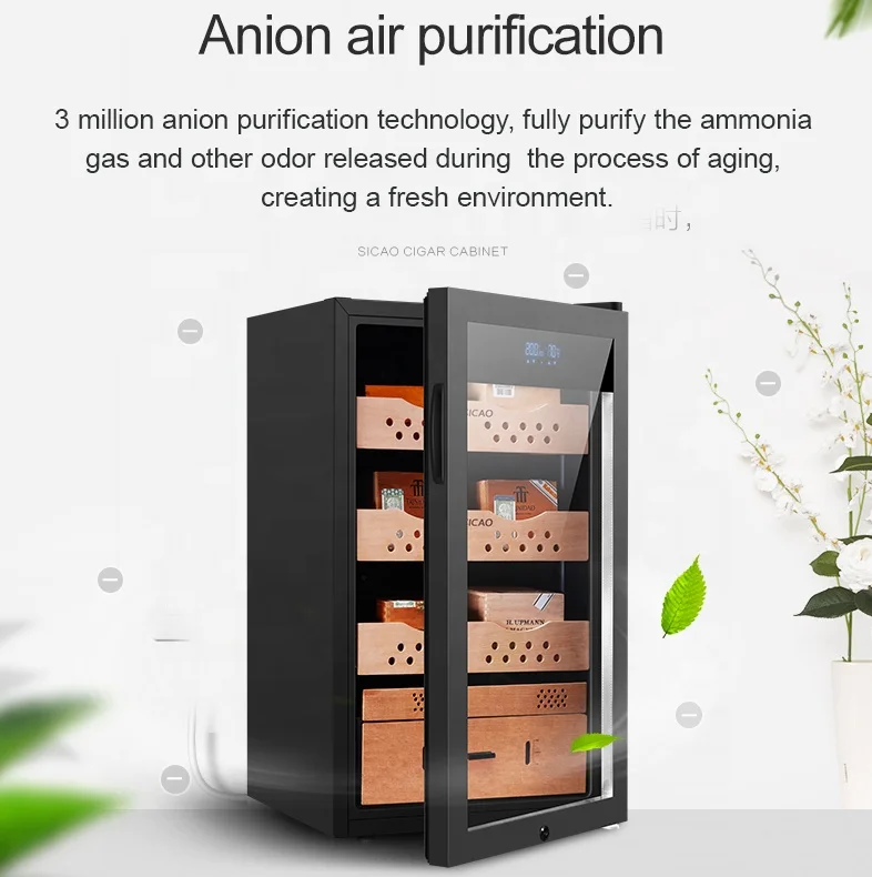 
Exquisite Wooden Aluminium Electric Refrigirated Mini Small 500 Cigar Humidor With Cedar Wood 