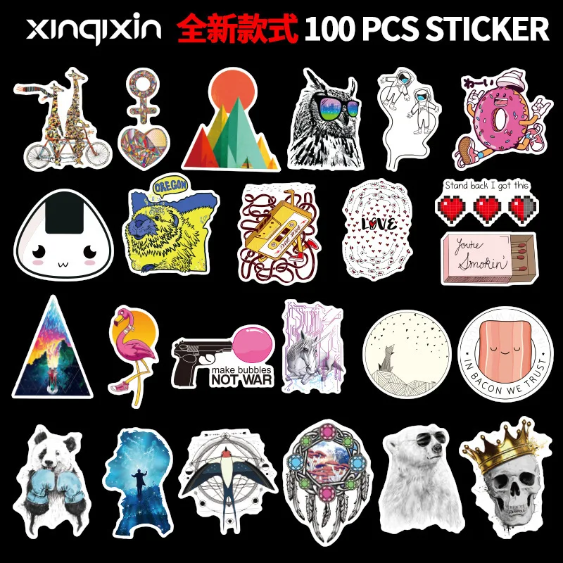 8 стилей 100 шт./пакет неповторяющиеся граффити наклейки ПВХ водонепроницаемый ноутбук гитара скейтборд холодильник автомобильный стикер