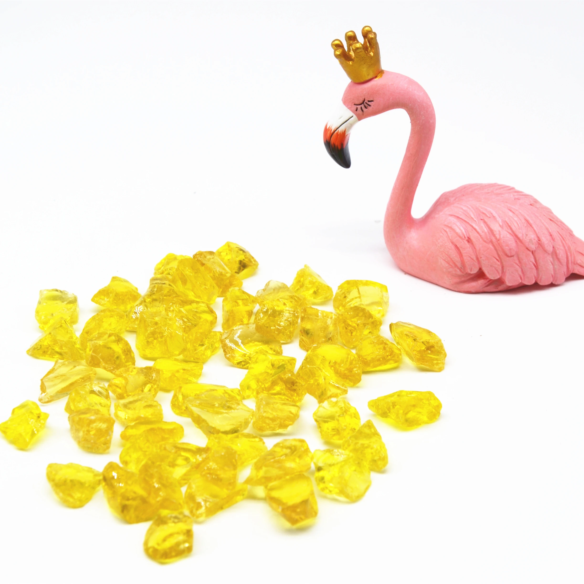 Manufacturer factory price yellow aggregate  broken glass block rock for landscaping and garden decoration