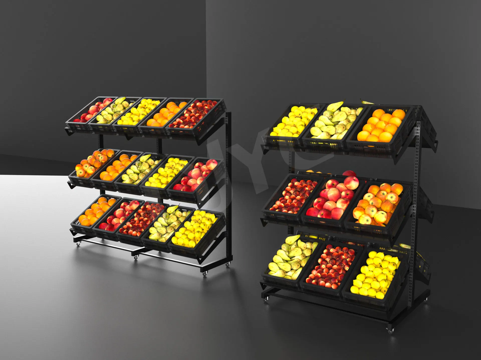 Factory Wholesale 800mm Mobile fruit and vegetable displays Gondola Supermarket Shelves