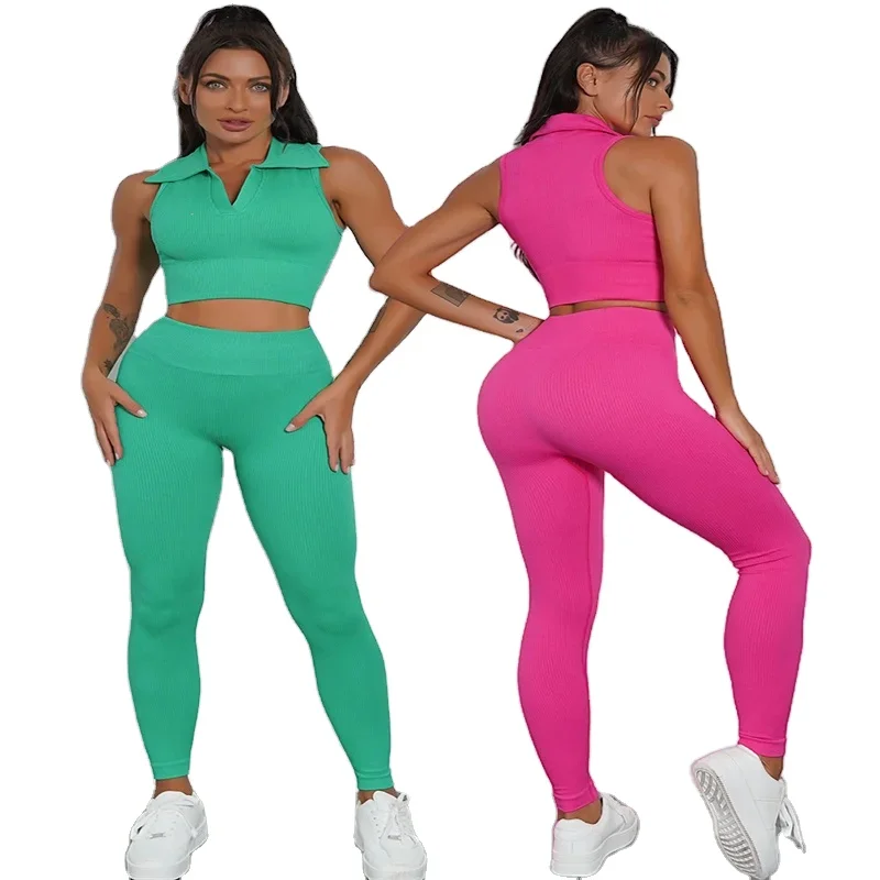 Aoyema custom seamless knitted sexy sports yoga sets gym yoga sportswear fitness leggings for seamless shorts women