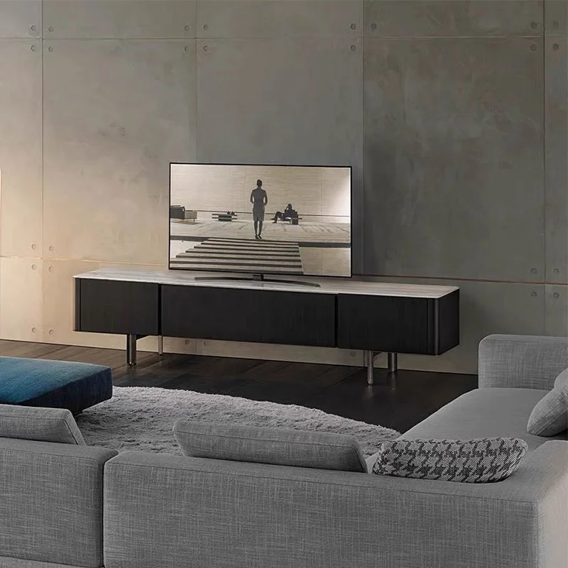 Modern Luxury TV Cabinet Living Room Furniture Italian Design Center Coffee Table Set With Drawer Marble Top Wooden TV Stand