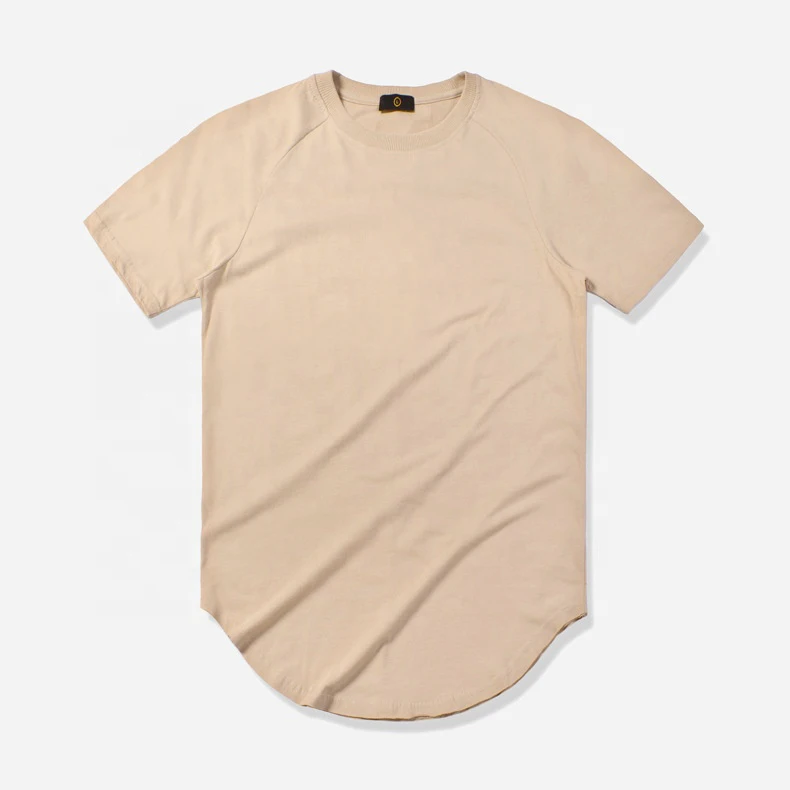 Wholesale 95% Cotton 5% Spandex 180g Scoop Round Bottom Curved Hem T-shirt Plain Dyed High Quality Tshirt Men