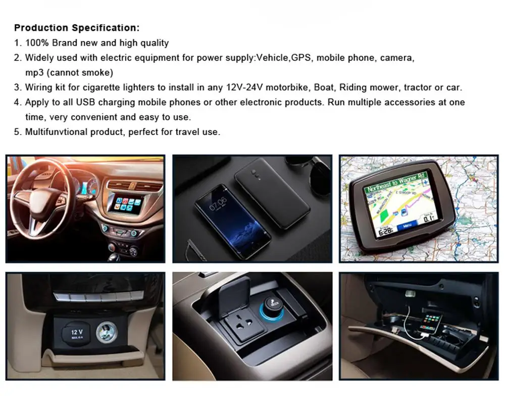new style 3 Port Carling Accessories Dual USB Socket 12V Power Socket On-Off Switch Panel